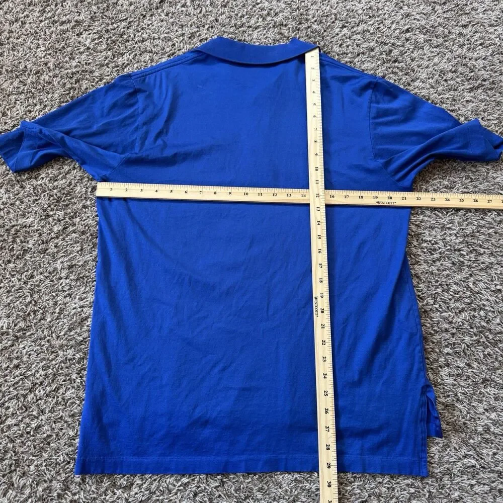 Vtg 90s Polo Golf Ralph Lauren Shirt Men M Blue Pima Cotton Shield Crest Patch